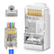 Shielded RJ45 Cat5 Cat6 Pass Through Connectors, 3 Prong 8P8C Gold Plated Pass-Thru Modular Data Plug, 20Pack