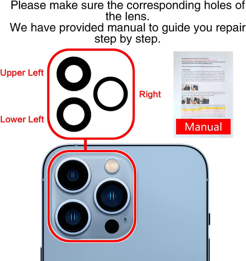 ASDAWN Back Camera Lens Glass Replacement for iPhone 13 Pro and 13 Pro Max with Installation Manual & Repair Tool Kit