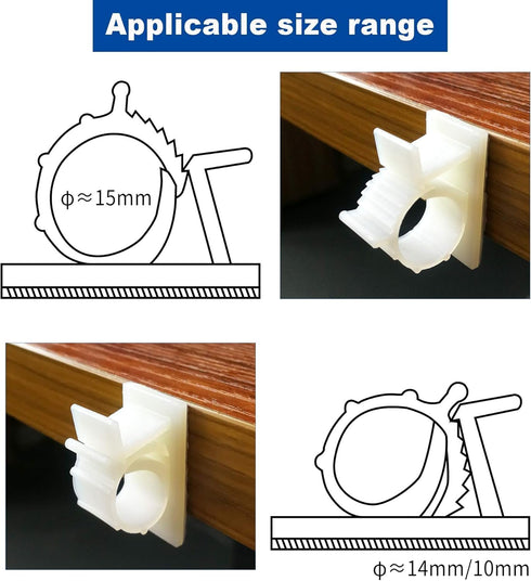 30 Pack Adjustable Cable Clips, Adhesive Nylon Wire Clamps for Desk Wall Cord Management