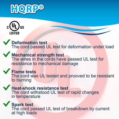 HQRP 10ft AC Power Cord for ION Block Rocker, Block Party, Live, Job Rocker, Pathfinder Explorer Bluetooth Speaker, UL