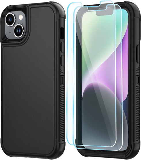 SunStory Compatible with iPhone 13/14 Case with HD Screen Protector, 3-Layer Heavy Duty