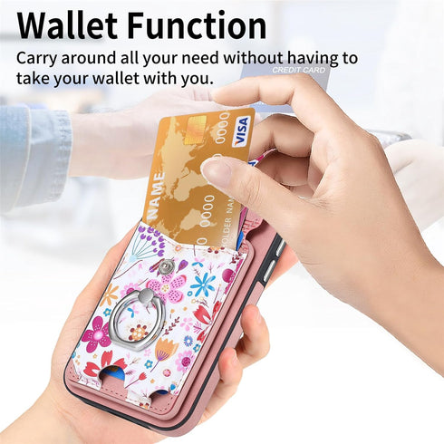 Asuwish Phone Case for Samsung Galaxy A05S Wallet Cell Cover with Screen Protector Magnetic Slim Ring Stand Kickstand Back Credit Card Holder Slot Purse Ao5s Ao5 A 05s 05 Girls Women Men Rose Gold
