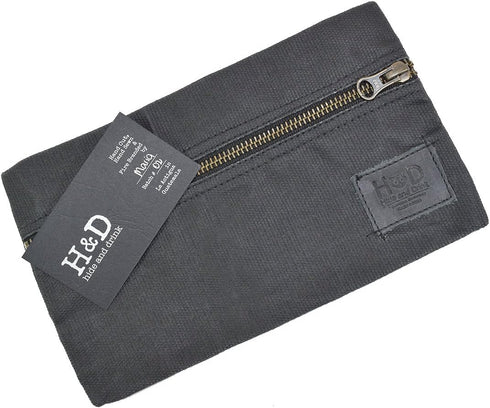 Hide & Drink All Purpose Utility & Charger Case for MacBook, iPad & Laptop, Handmade from Waxed Canvas (Charcoal Black)
