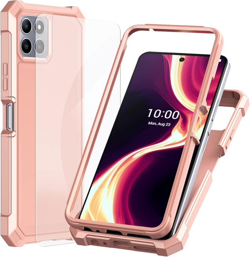 Ailiber Rose Gold Case for Boost Celero 5G Plus with Screen Protector, 2 Layer Structure Protection, Shockproof Bumper