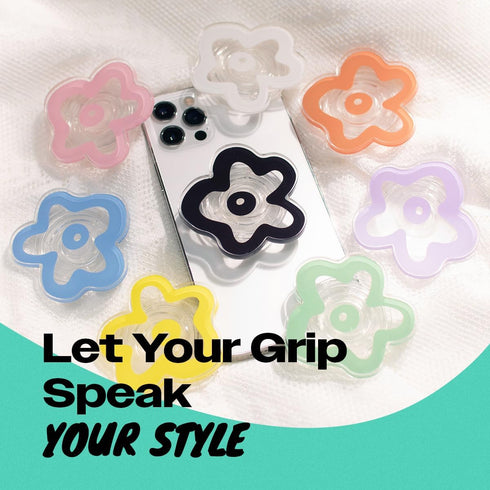 On The Grip OnTheGrip Cute Transparent Daisy Flower Shape Design Mobile Phone Grip Multi Functional Collapsible Stand