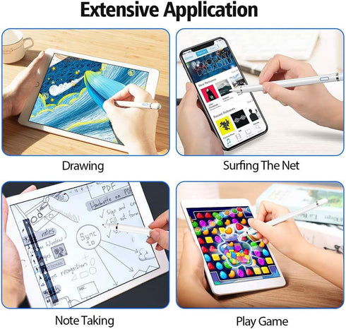 Rechargeable Active Stylus Pencil Compatible with Apple iPad, Fine Point Stylist for Touch Screens and Other Tablets