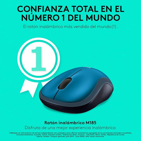 Logitech M185 Wireless Mouse, 2.4GHz with USB Mini Receiver, 12-Month Battery Life, 1000 DPI Optical Tracking,