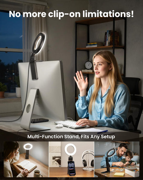 Evershop Phone/Webcam/Monitor,5" Ring Light for Laptop Desk Clip On,Small Computer Video Conference Lighting with Stand