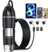 USB Digital Microscope, 50x-1600x Magnification Handheld, 1440P HD with 8 LED Lights, Portable for iOS and Android