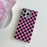 Pink Checkered Rectangle Phone Case for iPhone 15 Pro (6.1in) Slim Trendy Glossy Checkerboard Shockproof Cover