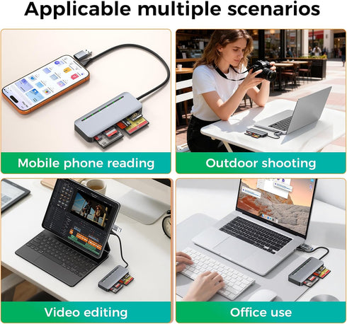 Rytaki Pro 6-in-1, 3.0 6 5Gbps 17-15 CFast Card Reader USB Multi Card Reader for CFast/CF/SD/TF/XD/MS, Simultaneous