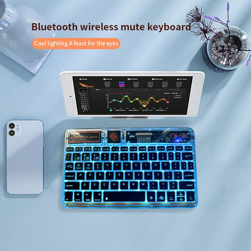 Portable Bluetooth Keyboard, 7-Colors RGB Backlit Mini Keyboard, Rechargeable Ultra-Slim Tablet Keyboard for