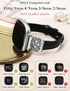 TOYOUTHS Leather Band for Fitbit Versa 4/3/Sense 2, Slim Thin Dressy Designer Premium Leather Strap with Interlock