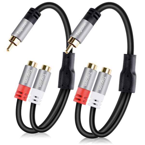 RCA Splitter Y-RCA Cable - 1 RCA Male to 2 RCA Female Audio Speaker Y Adapter, 0.6 Feet (2 Pack)