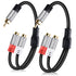 RCA Splitter Y-RCA Cable - 1 RCA Male to 2 RCA Female Audio Speaker Y Adapter, 0.6 Feet (2 Pack)