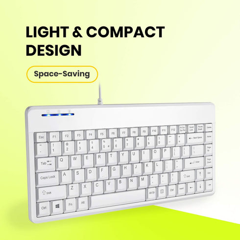 Perixx PERIBOARD-409PW Wired PS2 Mini Keyboard - White - US English Layout - 12.36x5.75x0.79 inches Dimension