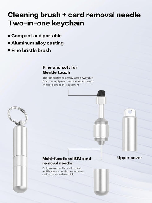 2 1 Removal2 Pack YACSEJAO in SIM Ejector Pin & Cleaning Brush Keychain, Portable Aluminum Alloy Cleaning Tool