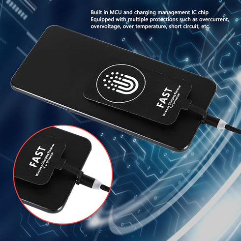 Wireless Charging Receiver, Type C 2000mA Wireless Charger Receiver for Galaxy A40 A20E, Thin Wireless Charging Adapter