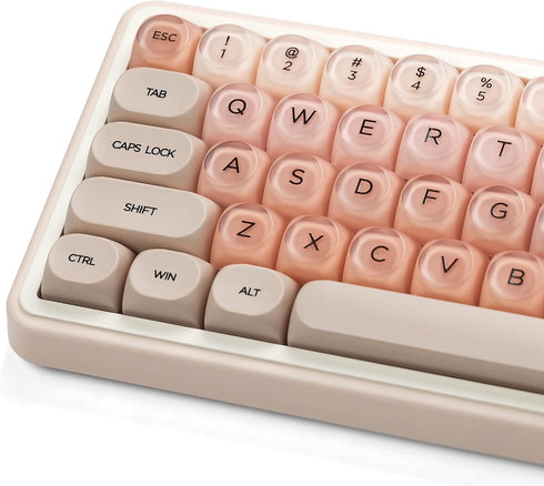 Rainy75 PBT Keycaps, Jelly Pink Keycap Foundation MOA Profile, 132 Keys Cute Custom