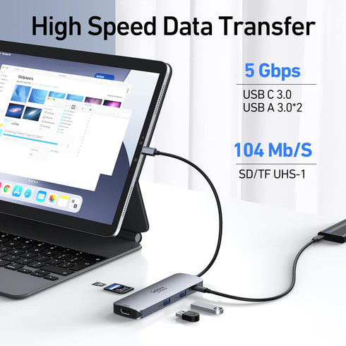 USB C Docking Station Dual HDMI Monitor, USB C to Dual HDMI Adapter with PD Charging, SD/TF, USB A&C 3.0 Ports