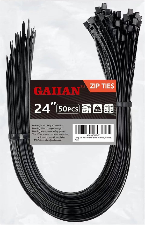 GAIIAN Long Zip Ties Heavy Duty 24 inch, Large Zip Ties with 200