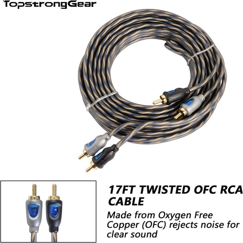 TOPSTRONGGEAR Complete Amp Kit, 8 Gauge True 8 AWG Amplifier Subwoofer Installation Wiring Cables