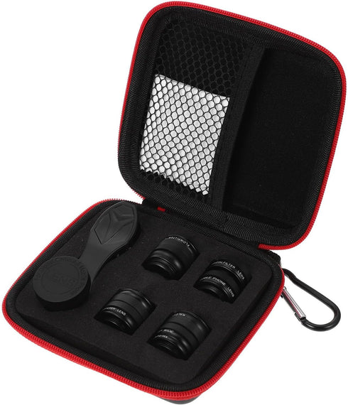 Levemolo 10-in-1 Black Phone Camera Lens Kit with Wide-Angle and Macro Lenses, Universal