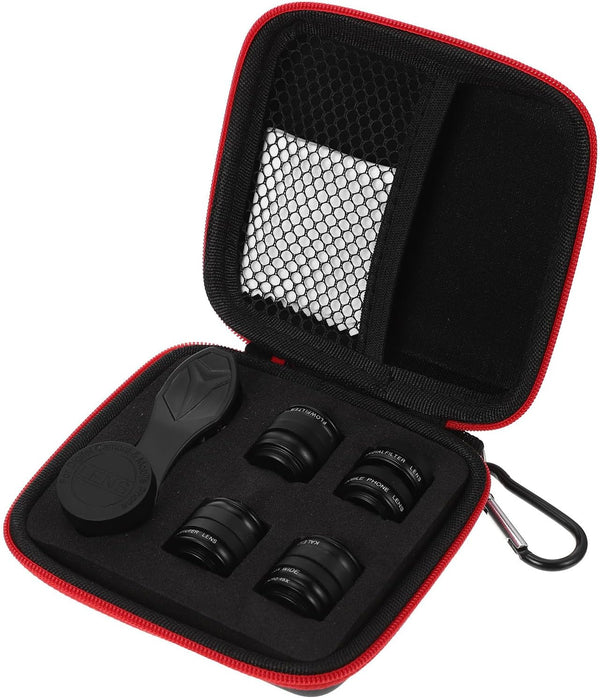 Levemolo 10-in-1 Black Phone Camera Lens Kit with Wide-Angle and Macro Lenses, Universal