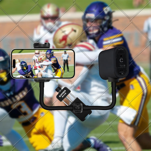 Dual Fence Mount for GoPro/Mevo Start/Camera - Fence Clamp for Smartphone with Power Holder