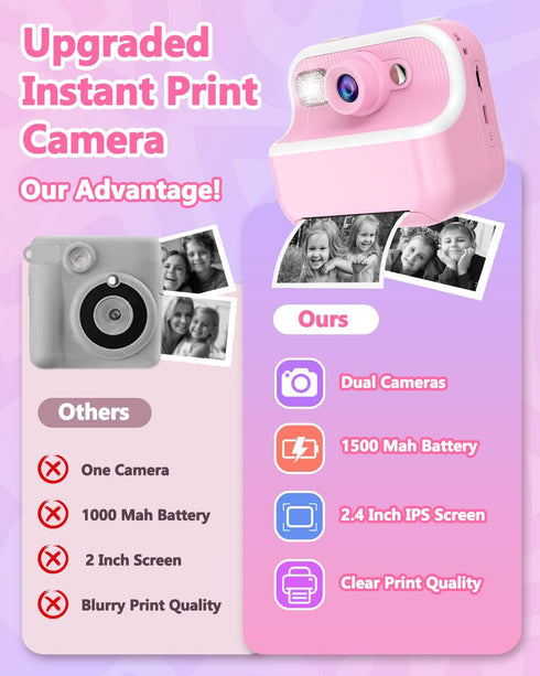 TKECWOB 3-12, 1080P 4 5 6 7 8 9 10 3 32GB Kids Camera Instant Print, Christmas Birthday Gifts for Kids Instant Print