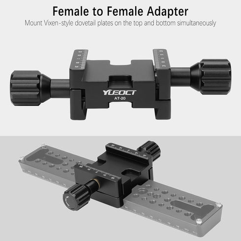 Telescope Mount Dual Dovetail Saddle Clamp for Vixen Style Dovetail Plate, Female to Female Adapter Base