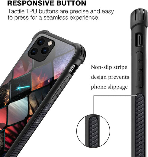 iPhone 12/12 Pro Case - Grid Sunset Pattern, Shockproof Anti-Scratch, Plexiglass, 6.1 inch, Perfect for Boys & Men.