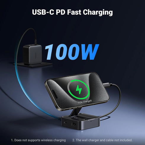 UGREEN 4-in-1 4K@60Hz, 100W 17/16/15 S25 USB C Hub, Magnetic Adapter PD Charging, USB-A and USB-C Data Ports, Foldable