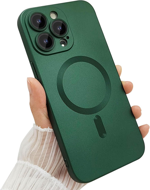 iPhone 14 Pro Max Magnetic Case for Women - Matte Luxury Soft Metallic, Magsafe Compatible, with Camera Lens Protector