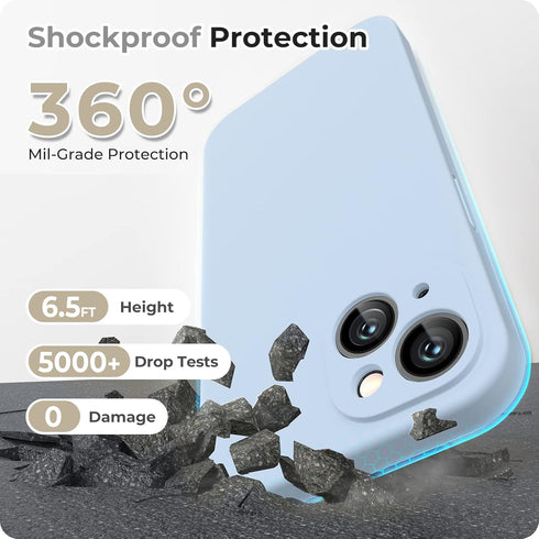 GOODVISH 3 in 1 Liquid Silicone Case for iPhone 14 (6.1") - Shockproof, Anti-Scratch, Upgraded Camera Protection, Blue