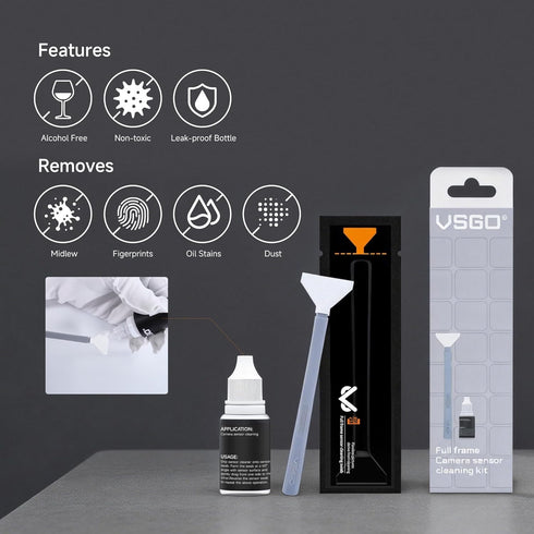VSGO 6pcs 10ml (VS-S03-6) Full Frame Sensor Cleaning Kit, Sensor Swabs & Sensor Cleaner for Nikon Sony Canon DSLR