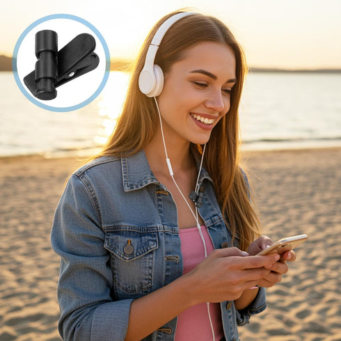 Giantree 5-Pack Headset, 2-4mm Headphone Clips Black Headphones Cords Clip, Clothing Shirt Clips Cordes Accessories