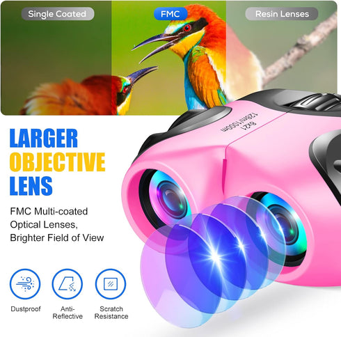 LET'S GO! Binoculars for Kids, Compact High Resolution Shockproof Design