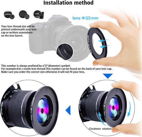 95mm Lens to 105mm Camera Filter Ring, Compatible with All 95mm Camera Lens & 105mm UV, ND, CPL Accessories