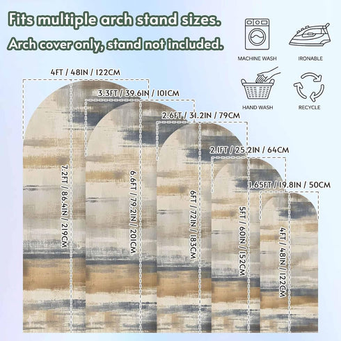 LFoveYuamer 6.6 Ft Arch Backdrop Cover, Brown Beige Ombre Decorative Wedding Arch Covers Spandex Fitted, Geometric Oil