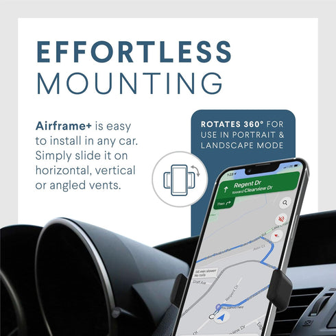 Kenu 360 Airframe+, Air Vent Car Phone Holder Mount, Cell Phone Stand for Car, Expandable Grip & Degree Pivot