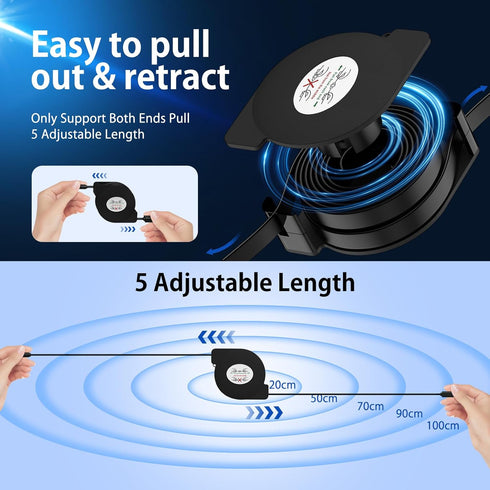 Retractable Car Phone Charger for iPhone 15 Pro Max, 2Pack 3.3FT Type C Fast Charging Cable for Samsung Galaxy and Pixel