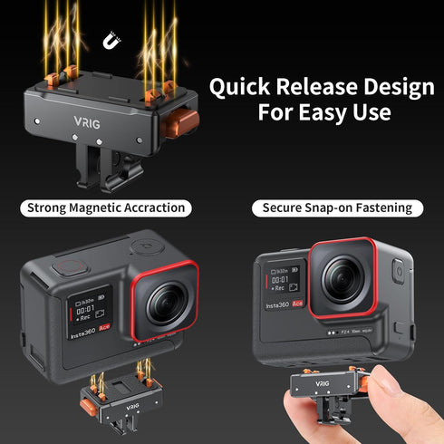 VRIG Insta360 Pro/X5, 1/4" 2-Prong Magnetic Quick Release Adapter for Ace/Ace Aluminum Alloy Magnetic Base with Screw