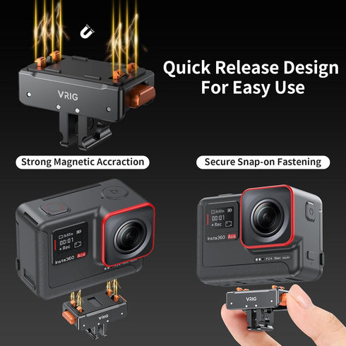 VRIG Express Insta360 X5/X4 PRO2, 1/4" Insta360 X4/X3/ONE 360 X2 VRIG Magnetic Quick Release Mount for Air/ACE/ACE