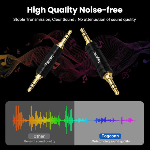 3.5mm Stereo AUX Male to Male Gold-Plated Adapter 2 Pack, 3-Pole 1/8 inch TRS Jack for BT Receiver, MP3, Speakers