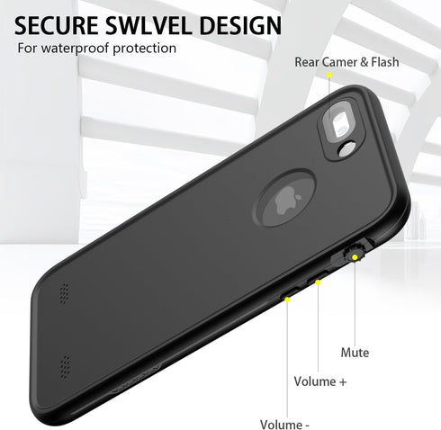 for iPhone 8 Plus & 7 Plus Waterproof Case - Underwater Snowproof Dirtproof Shockproof Cover (Black/Gray)