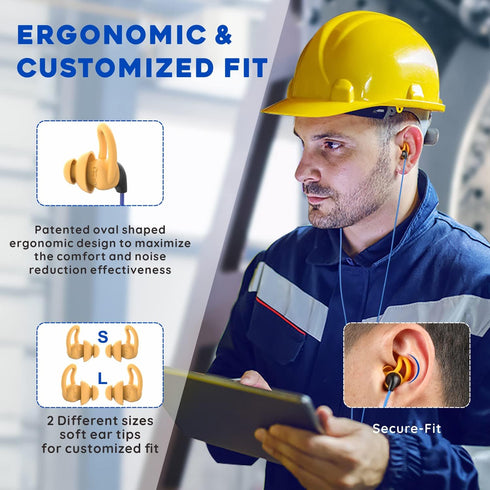 MIPEACE Ear Plug Headphones for Work, Custom-fit Safety Earbuds for Construction and Industrial Use