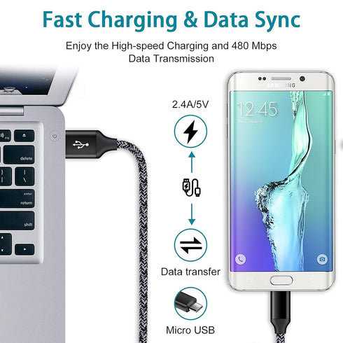 Micro Charger Phone Android Cables for Samsung Galaxy A9, Motorola Moto E 2020 E7 E6 E5 G6 Play, 6FT Fast Micro