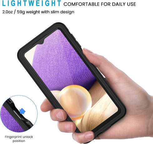 Lanhiem IP68 Waterproof Dustproof Case for Samsung Galaxy A32 5G, Built-in Screen Protector, Heavy Duty Protective