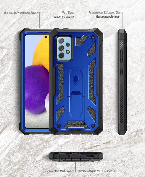 Poetic Spartan Case for Samsung Galaxy A72, Full Body Rugged Shockproof Protective Cover with Built-in Screen Protector